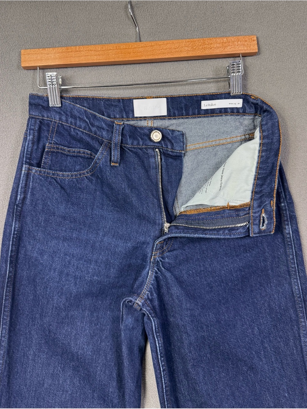 FRAME Le Italien Wide Leg Jeans in Color Rinse Wash, High Rise Dark Denim, 26 - Picture 9 of 16